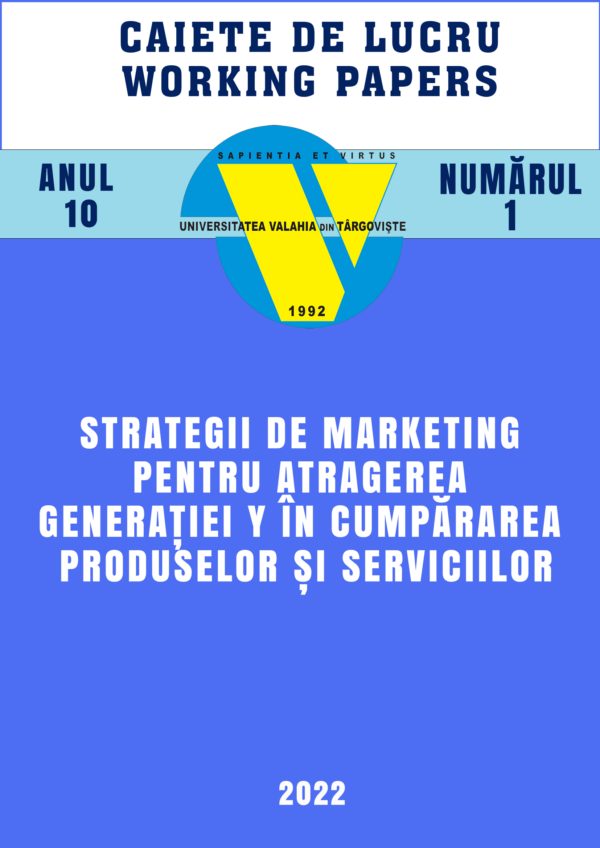 Coperta Anul 10 · Nr. 1 · 2022: Strategii de marketing pentru atragerea generației Y în cumpărarea produselor și serviciilor