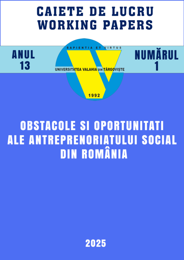 Coperta Anul 13 · Nr. 1 · 2025: Obstacole și oportunități ale antreprenoriatului social din România