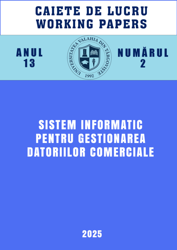Coperta Anul 13 · Nr. 2 · 2025: Sistem informatic pentru gestionarea datoriilor comerciale